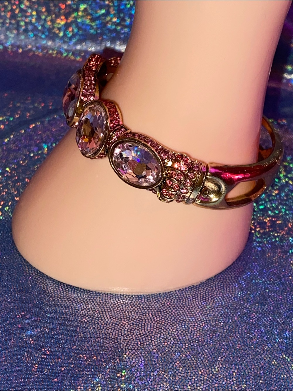 🥂 Blush Royale | Pink Sapphire Crystal Bangle